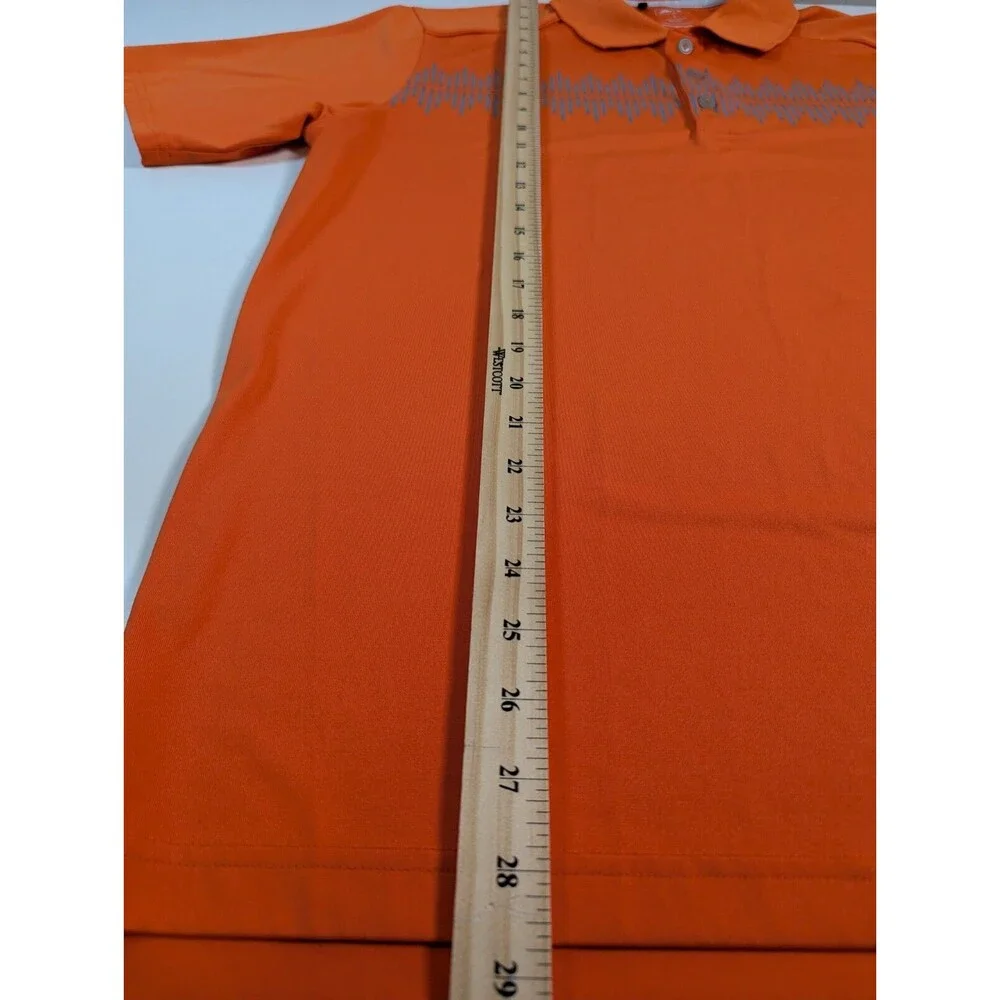 Adidas Golf Polo Shirt Mens L Large Orange Graph Equalizer Climalite Athletic